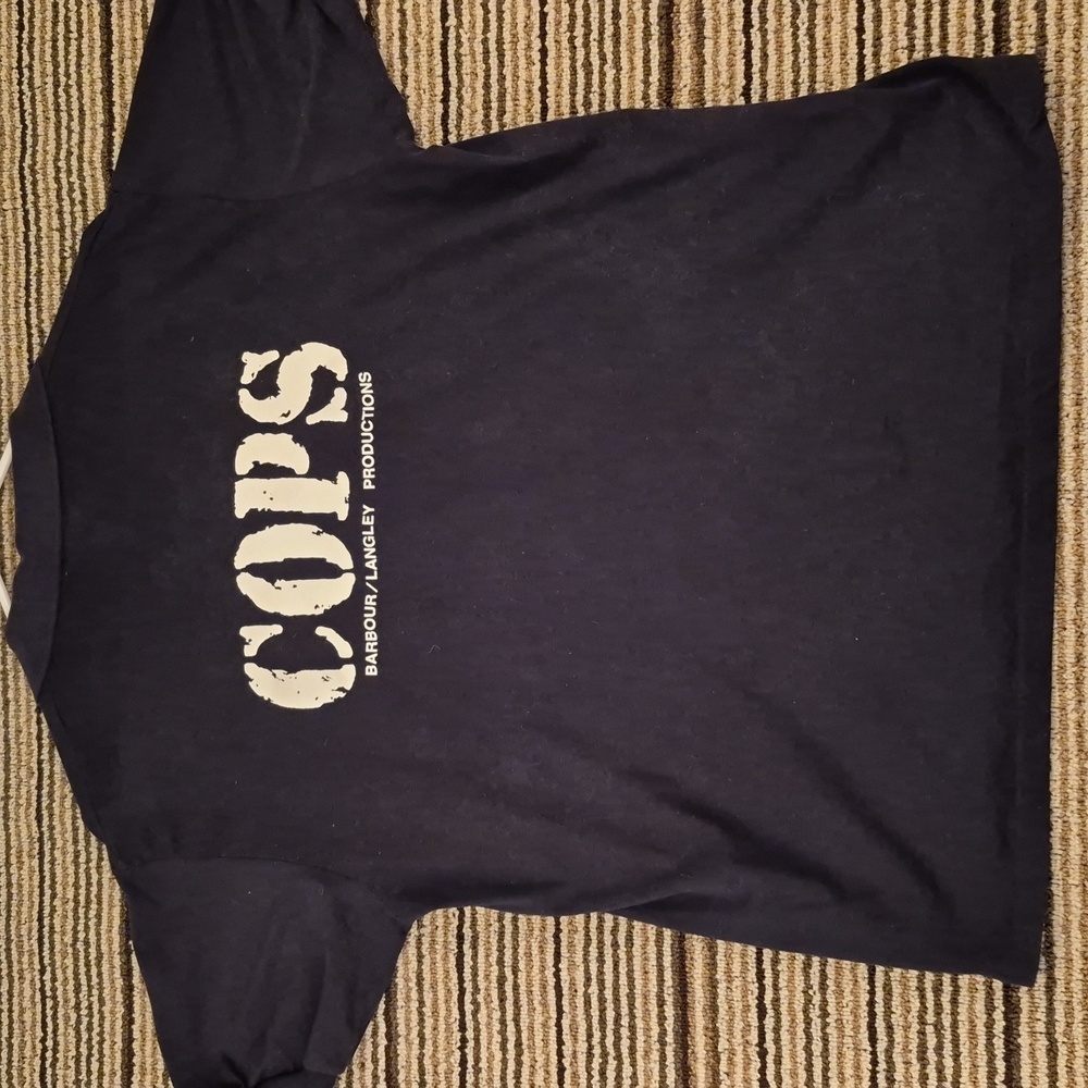 COPS TV Show USA Black‎ White Cotton Blend XL Mens Golf Polo Shirt VTG 90s RARE